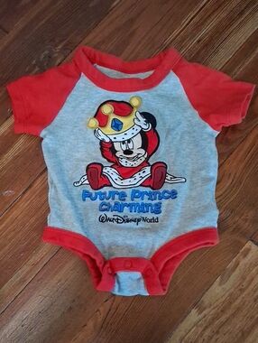Disney Red & Gray 'Future Prince Charming' Baby Bodysuit